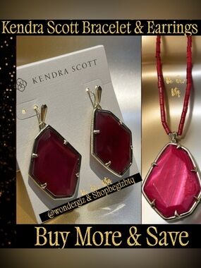 Authentic Kendra Scott Beatrix Necklace and Dunn Red Coral Earrings Set